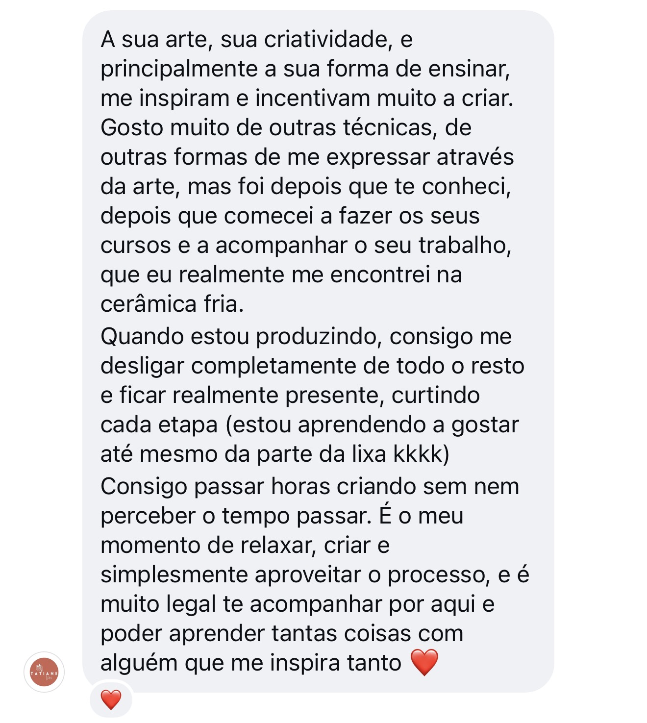 Depoimento de aluna
